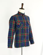 Vintage 80's Blue Tartan Plaid VAN HEUSEN "Winterweights" Flannel Button Down Shirt - L