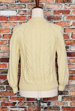 RARE Vintage 50s Beige Heavy Crochet Knit Pullover Sweater