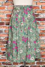 Green Floral MODCLOTH X PRINCESS HIGHWAYS Midi Skirt w/ Waist Tie - AU 6