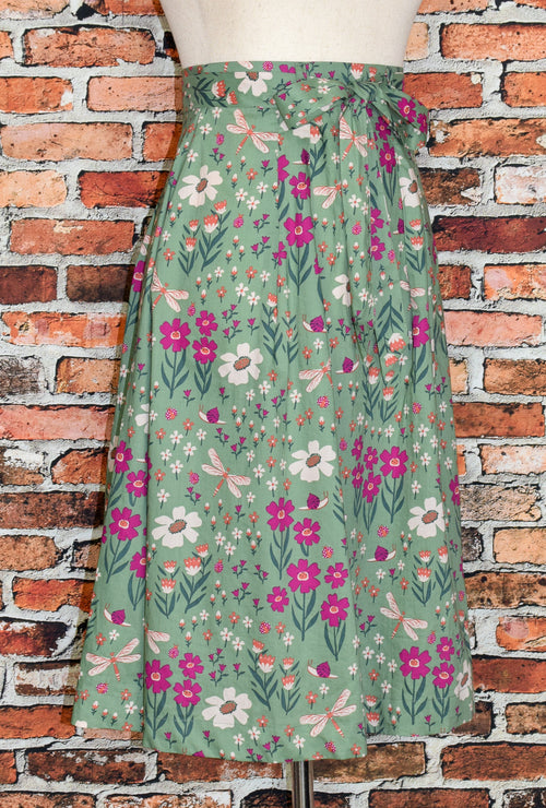 Green Floral MODCLOTH X PRINCESS HIGHWAYS Midi Skirt w/ Waist Tie - AU 6