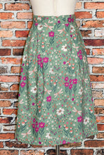 Green Floral MODCLOTH X PRINCESS HIGHWAYS Midi Skirt w/ Waist Tie - AU 6