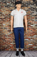 ヴィンテージ メンズ キャリアユニフォーム 刺繍「Galaxy Diner」ワークシャツ - S
