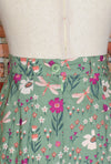 Green Floral MODCLOTH X PRINCESS HIGHWAYS Midi Skirt w/ Waist Tie - AU 6