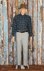 Men's Vintage Sportsman Woolunella Blue Flannel Long Sleeve Shirt - M