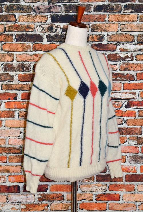 RARE Vintage 80s Multicolor Geometric SERGIO TACCHINI Wool Pullover Sweater