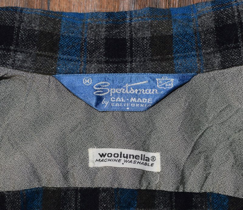 Men's Vintage Sportsman Woolunella Blue Flannel Long Sleeve Shirt - M