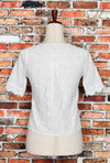 White Embroidered Lace Short Sleeve Cotton Top