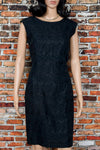 Women's Vintage Esprit Black Floral Shift Dress - 7/8