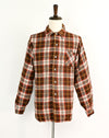 Vintage 60s/70s Brown & Red Plaid KLONDIKE Flannel Long Sleeve Shirt - XL