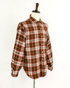 Vintage 60s/70s Brown & Red Plaid KLONDIKE Flannel Long Sleeve Shirt - XL