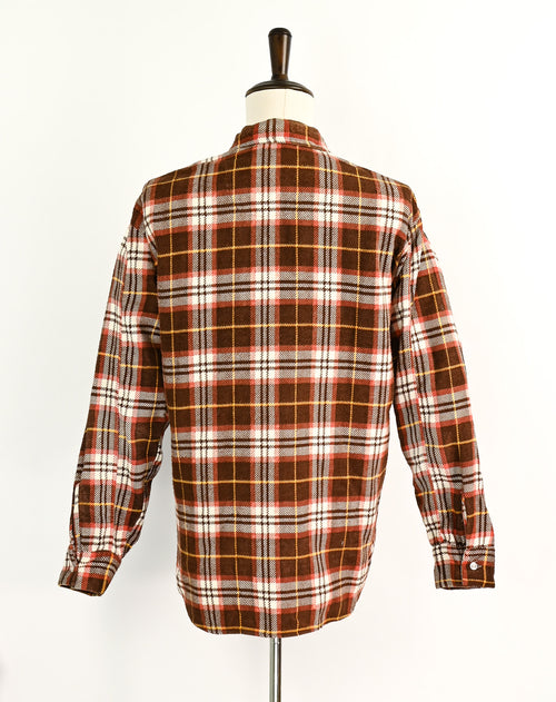 Vintage 60s/70s Brown & Red Plaid KLONDIKE Flannel Long Sleeve Shirt - XL