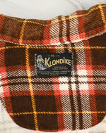 Vintage 60s/70s Brown & Red Plaid KLONDIKE Flannel Long Sleeve Shirt - XL