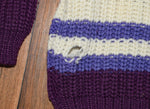 Vintage 50s Purple & White Striped BULK-E-KNIT Wool Knit Pullover Sweater