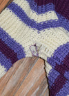 Vintage 50s Purple & White Striped BULK-E-KNIT Wool Knit Pullover Sweater