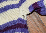 Vintage 50s Purple & White Striped BULK-E-KNIT Wool Knit Pullover Sweater