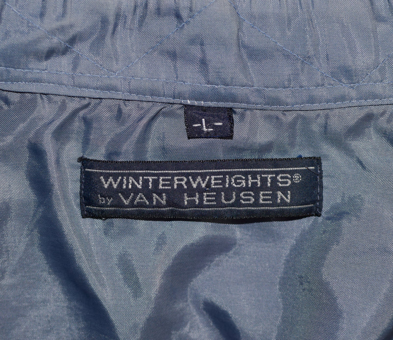 Vintage 80's Blue Tartan Plaid VAN HEUSEN "Winterweights" Flannel Button Down Shirt - L