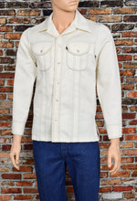 Men's Vintage 70s Levi's Panatela Tops White Long Sleeve Snap Button Up Shirt Jacket - Small