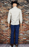 Men's Vintage 70s Levi's Panatela Tops White Long Sleeve Snap Button Up Shirt Jacket - Small