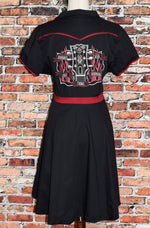 RARE Black & Red SOURPUSS Johnny Cash "Love is a Burning Thing" Rockabilly Diner Dress - XXL