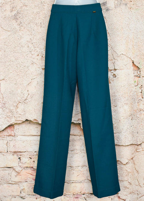Vintage 70s LEVI STRAUSS & CO Teal High Waisted Polyester Dress Pants