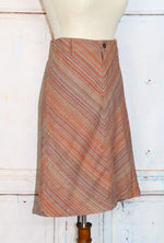 Vintage 90s Red Multicolor Striped LUCKY BRAND Dungarees Denim Skirt - 4/27