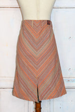 Vintage 90s Red Multicolor Striped LUCKY BRAND Dungarees Denim Skirt - 4/27