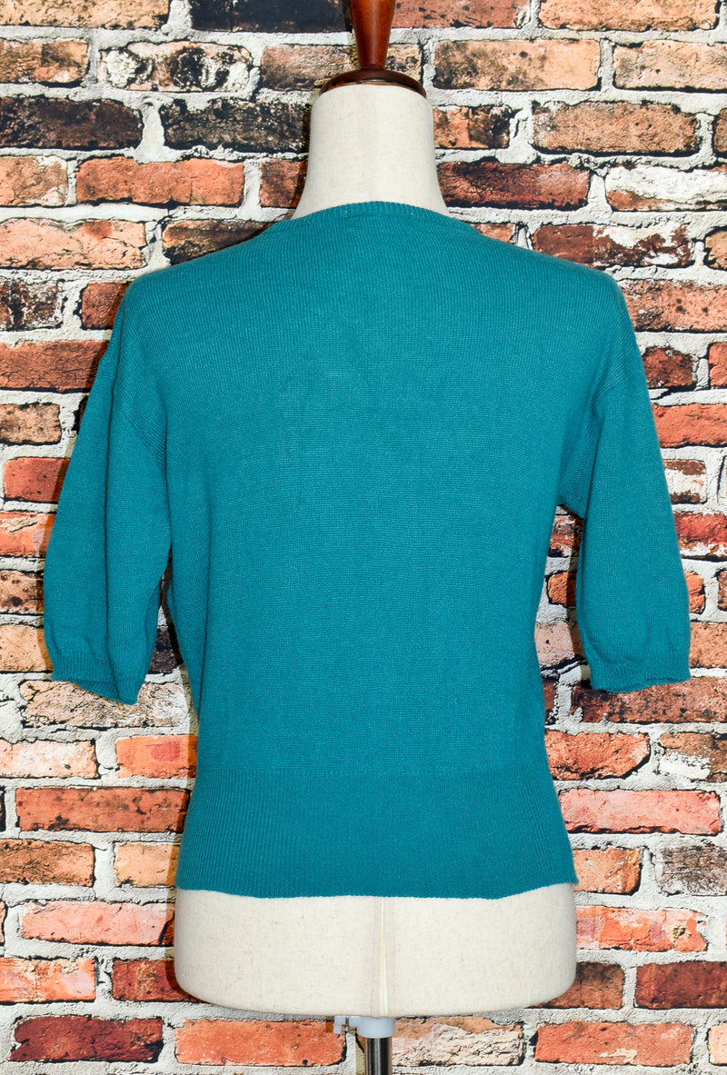 RARE Vintage 50s Teal JANTZEN Pullover Sweater - 38