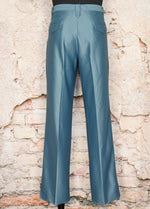 Vintage 90s Shiny Blue Striped BUFFALO COUNTRY Western Polyester Dress Pants - 38"