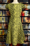 Black & Yellow Leopard Print HEARTS AND ROSES Rockabilly Swing Dress - XL