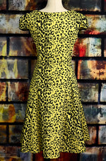 Black & Yellow Leopard Print HEARTS AND ROSES Rockabilly Swing Dress - XL