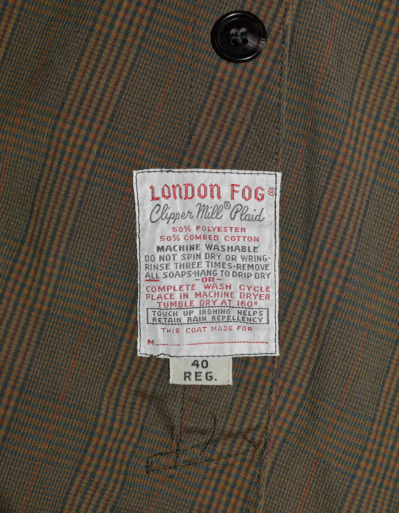 Vintage 60s Brown Plaid LONDON FOG Maincoats Trench Coat - 40 Reg