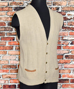 Vintage 70s/80s Beige PURITAN Knit Cardigan Sweater Vest - XL