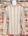 Men's Vintage Barry Disley De Luxe Brown Striped Long Sleeve Button Up Shirt - 15-1/2