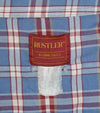Men's Vintage Rustler Blue & Red Plaid Pearl Snap Button Long Sleeve Shirt