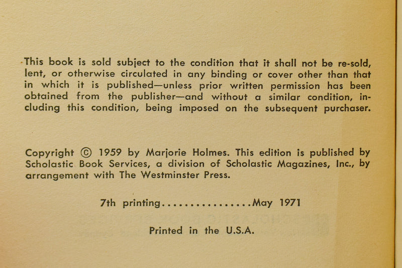 1971, 7th Printing - SATURDAY NIGHT - Marjorie Holmes - Paperback Book