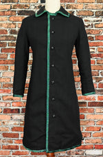 EXTREMELY RARE Vintage 60's Green and Black Striped VOGUE PARIS Dress and Overcoat Set