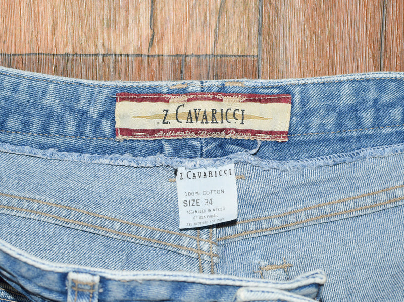 Vintage 90s Medium Wash Z. CAVARICCI High Waisted Denim Jeans w/ Patched Back Pocket - 34