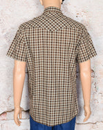 Men's Vintage Wrangler Brown Plaid Short Sleeve Snap Button Western Shirt -LT/GA/GL