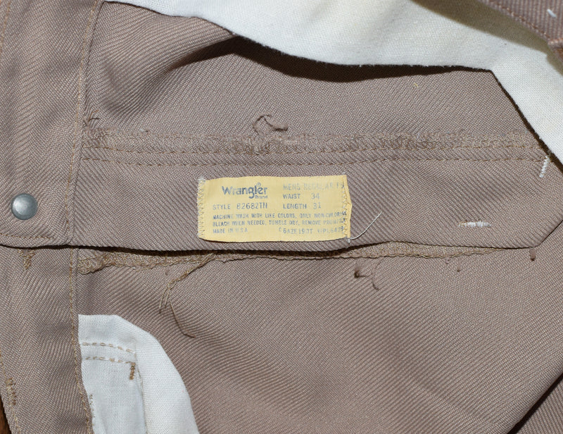 Vintage Early 70s Khaki Brown WRANGLER Regular Fit Polyester Dress Pants - 34 X 31