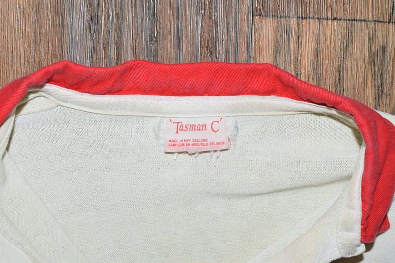 Vintage 80s Striped 'TASMAN C' "Americas Cup 1983" Long Sleeve Rugby Polo - 46