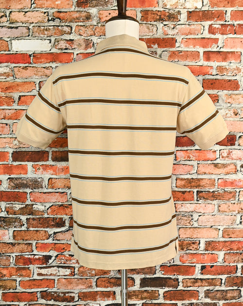 Vintage Brown Striped ORIGINAL PENGUIN Short Sleeve Polo - Large