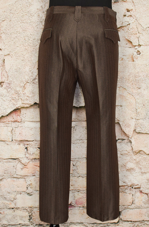 Vintage 70s Brown Striped CIRCLE S Western Polyester Dress Pants - 38