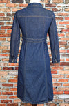 Vintage Blue Denim PARIS BLUES Snap Button Long Sleeve Dress - M