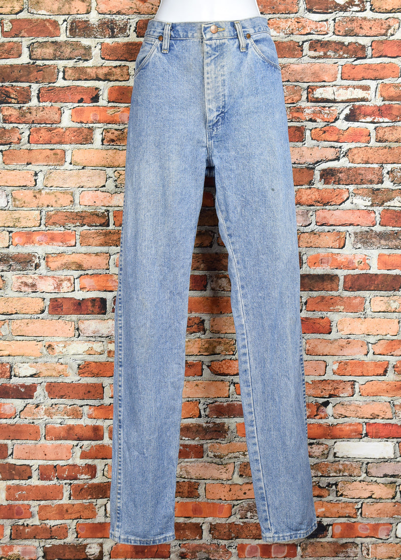 Vintage 80s Light Wash WRANGLER Pocketless Back High Waisted Denim Jeans - 11  X 34