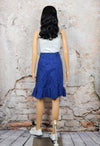 Women's Vintage Jody California Royal Blue Polka-dot Mermaid Style Skirt - Medium