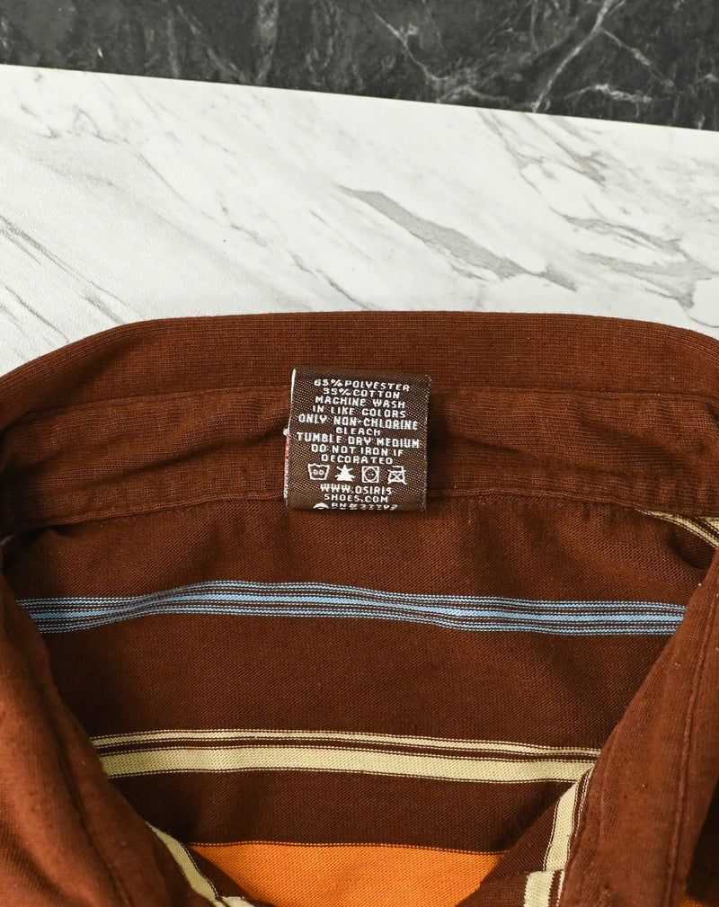 Brown & Orange Striped OSIRIS SHOES Skate Polo - XL