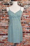 Vintage Green & Blue Plaid MY MICHELLE Sleeveless Mini Dress - 5/6