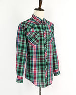 Vintage 90s Red & Green Plaid MARGUCCI Western Snap Button Long Sleeve Shirt - L