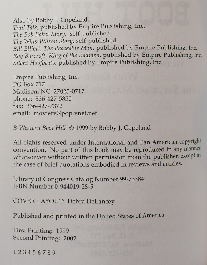 2002 年、第 2 刷 - B-WESTERN BoothILL - ボビー コープランド - ペーパーバック本