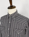 Vintage 90s Black Plaid FLYING R RANCHWEAR By RUDDOCK Long Sleeve Snap Button Western Shirt - M